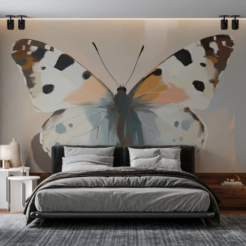 Affaire À Saisir Papier peint papillon Élégant motif de papillon aux couleurs douces
