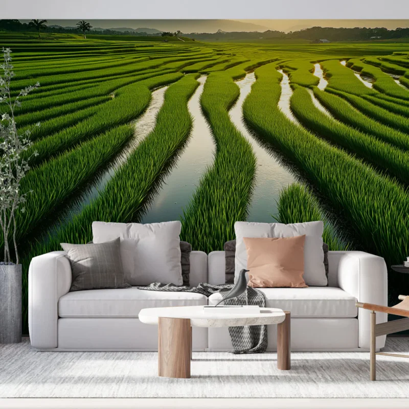 Nouvel Arrivage Papier peint rizière Un paysage de rizières verdoyantes et apaisantes