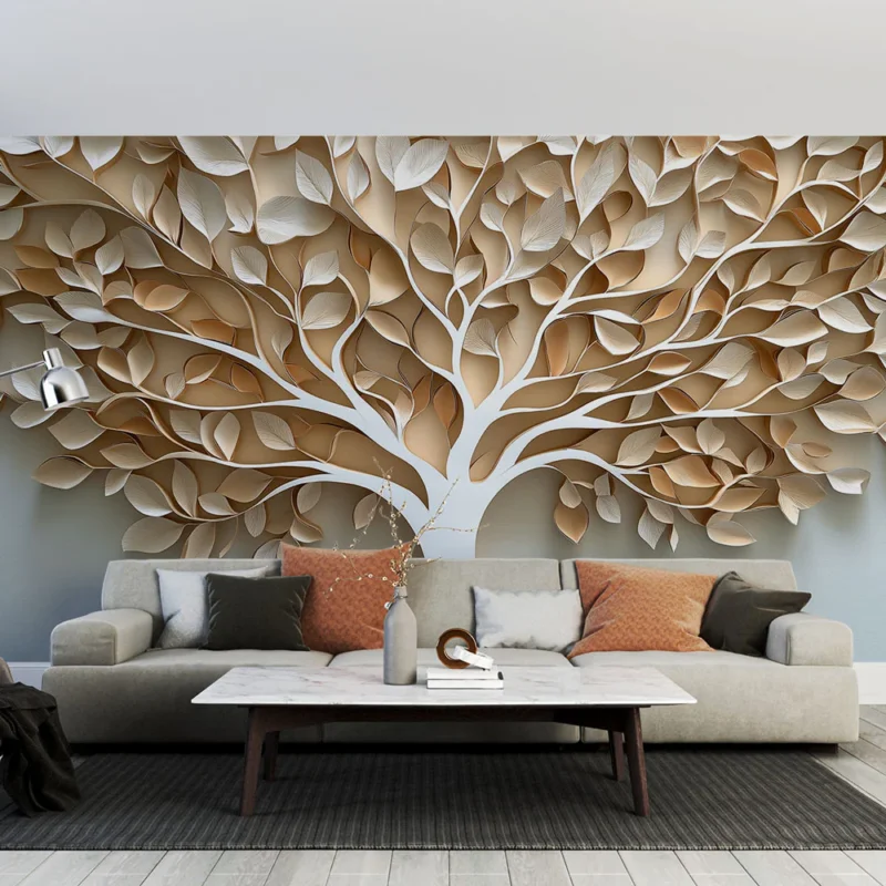 Papier peint arbre Élégant motif d‘arbre en papier découpé Prix Promo