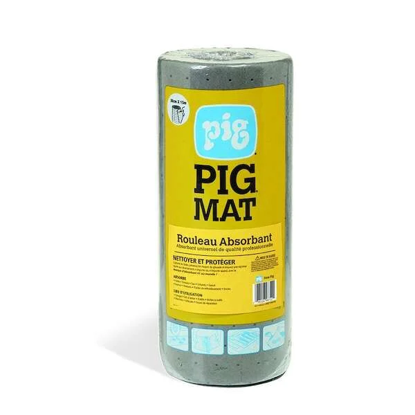 PIG MAT ROULEAU ABSORBANT UNIVERSEL GRIS 0,38X15M - CAPACITÉ 12,5L - MAT1990F Bon Plan