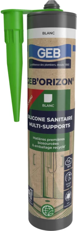 Prix Cassé GEB ORIZON SANITAIRE CARTOUCHE 310 ML BLANC 100% SILICONE SANS RETRAIT - 890970